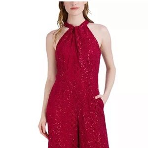 NWT Ruby Red Halter top sequin jumper
